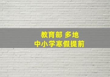 教育部 多地中小学寒假提前